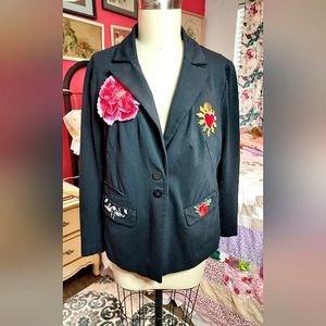 SALE plus size Blazer rose patches Lane Bryant 1x women's